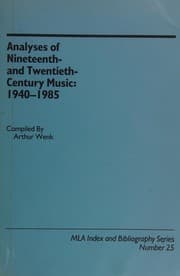 Analyses of nineteenth- and twentieth-century music, 1940-1985