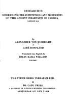 Personal narrative of travels to the equinoctial regions of the New continent during the years 1799-1824 [i.e. 1804]