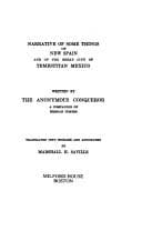 Narrative of some things of New Spain, and of the great city of Temestitan, Mexico