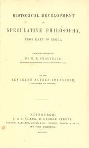 Historical development of speculative philosophy, from Kant to Hegel