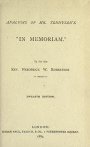 Analysis of Mr. Tennyson's "In memoriam"