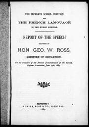 The separate school question and the French language in the public schools