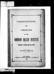 Constitution and objects of the Dominion Health Institute