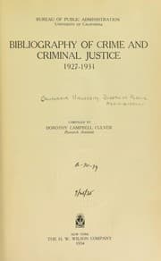 Bibliography of crime and criminal justice, 1927-1931