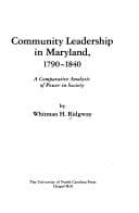 Community leadership in Maryland, 1790-1840
