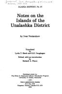 Notes on the islands of the Unalashka District