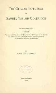 The German influence on Samuel Taylor Coleridge