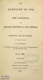 The campaign of 1781 in the Carolinas