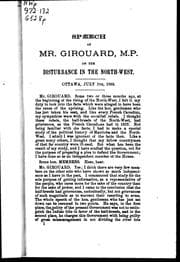 Speech of Mr. Girouard, M.P., on the disturbance in the North-West, Ottawa, July 7th, 1885
