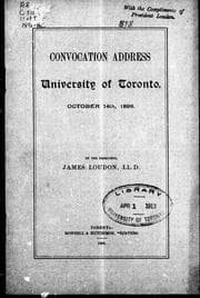 Convocation address, University of Toronto, October 14th, 1898