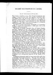Recent occurrences in Canada