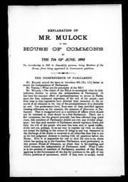 Speeches by Mr. Mulock in the House of Commons in the session of 1895
